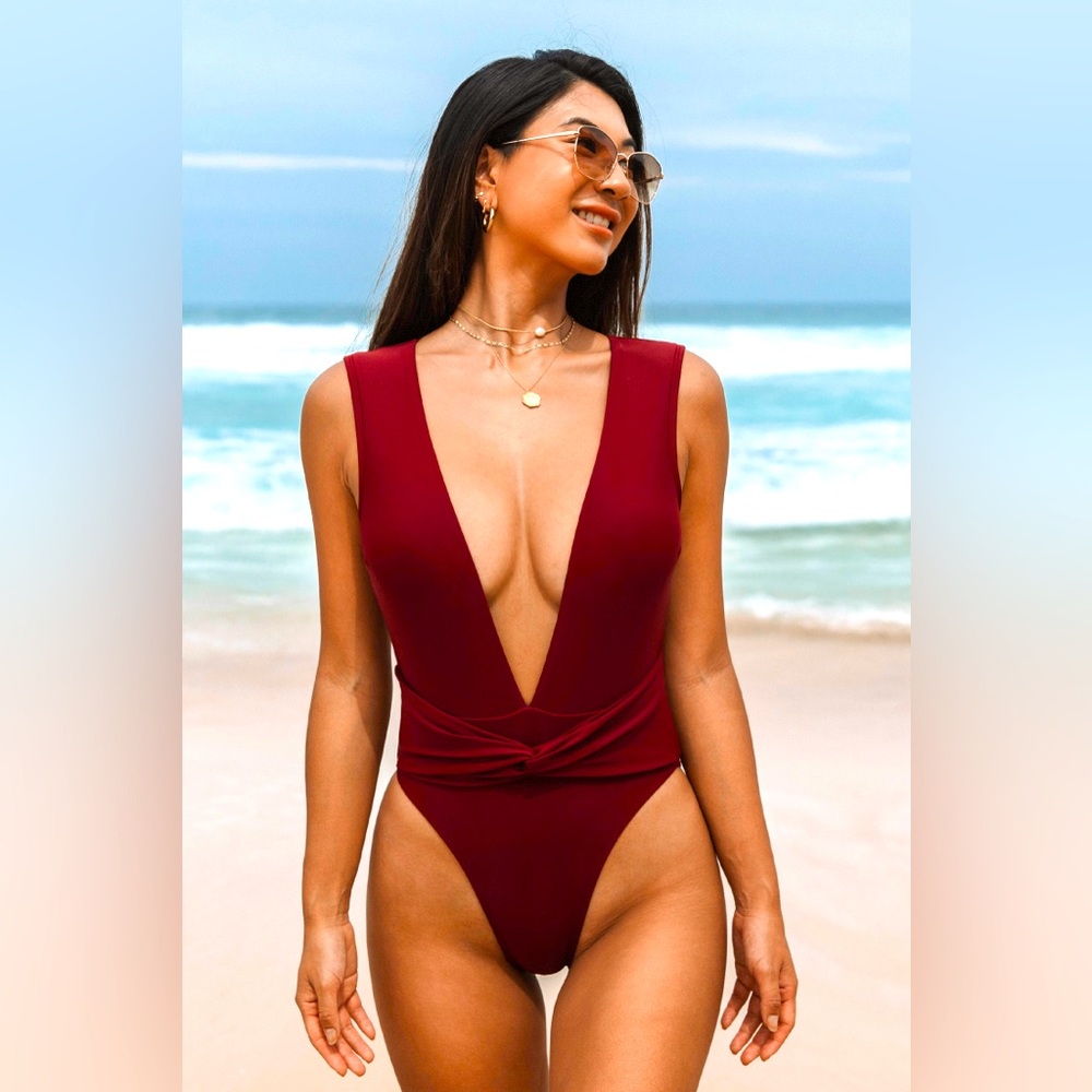 Wild Romance Plunge Back Tie Missy Tummy Control One Piece